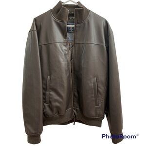 U.S Polo Assn. Bomber Leather Jacket Size Medium Color Deep Dark Brown